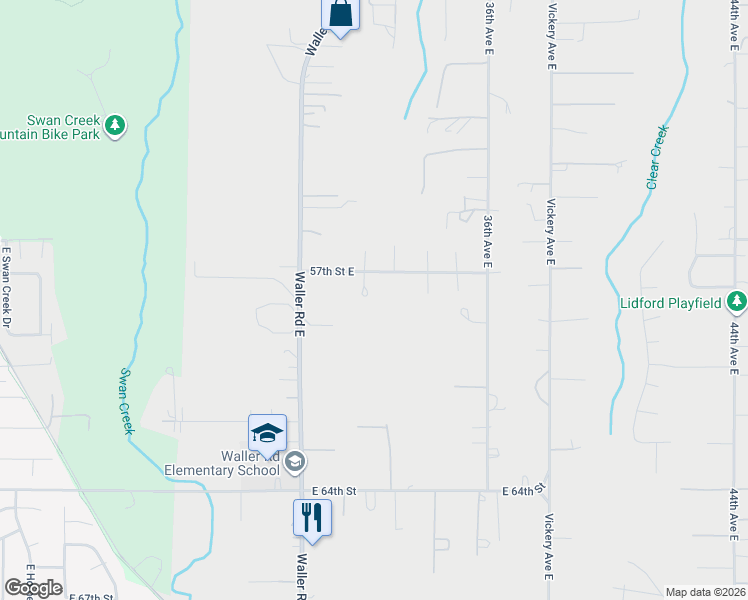 map of restaurants, bars, coffee shops, grocery stores, and more near 5711 32nd Avenue East in Tacoma