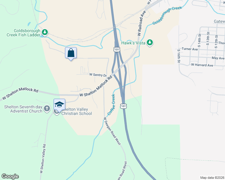 map of restaurants, bars, coffee shops, grocery stores, and more near 31 West Deegan Road West in Shelton