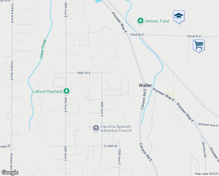 map of restaurants, bars, coffee shops, grocery stores, and more near 5727 48th Avenue East in Tacoma