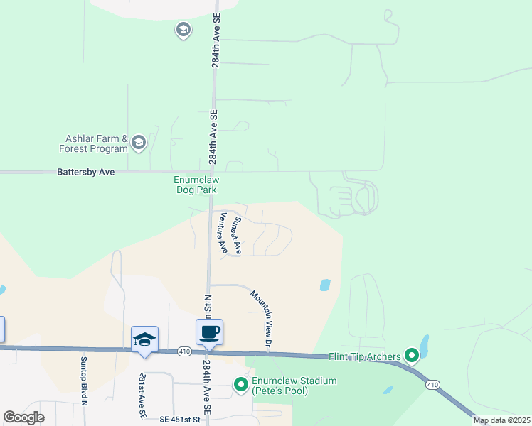 map of restaurants, bars, coffee shops, grocery stores, and more near 2375 Rincon Avenue in Enumclaw