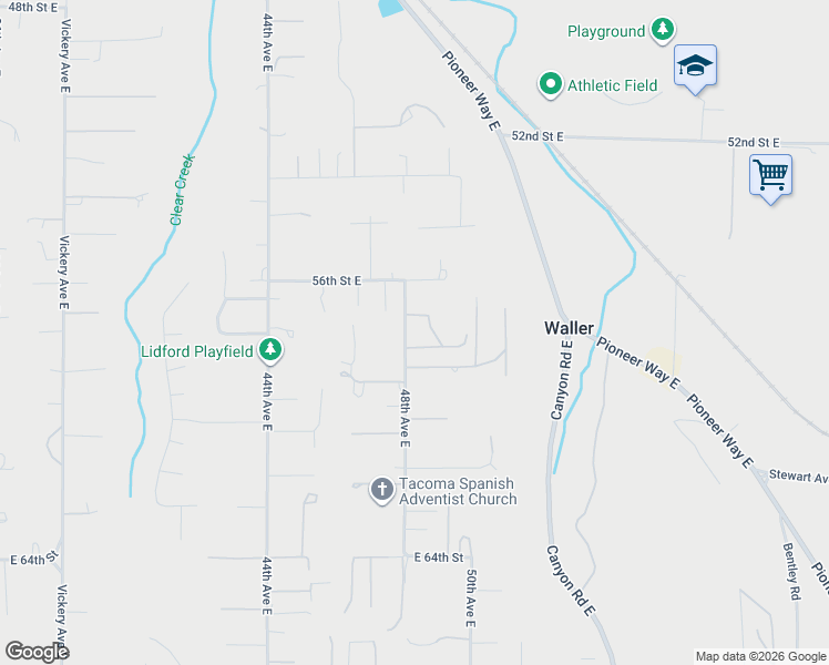 map of restaurants, bars, coffee shops, grocery stores, and more near 5717 48th Avenue East in Tacoma