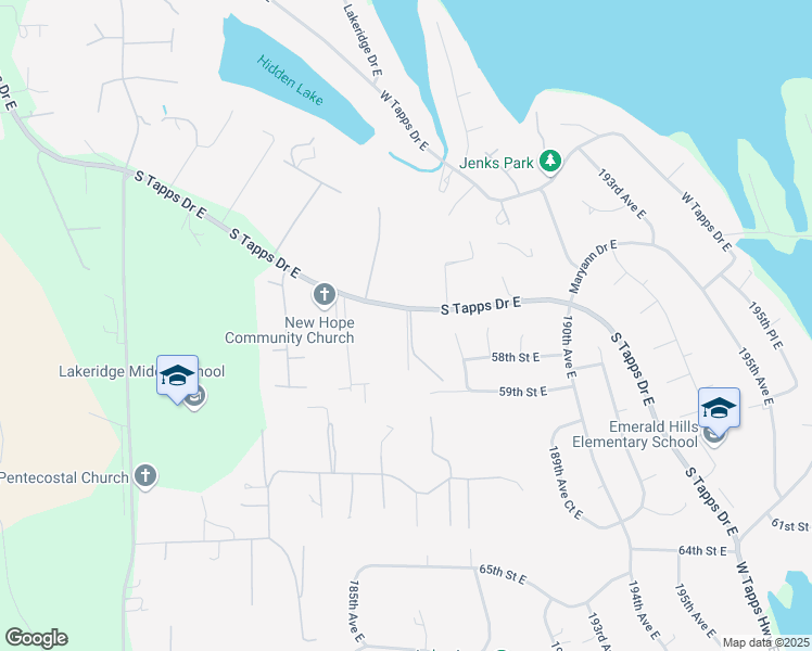 map of restaurants, bars, coffee shops, grocery stores, and more near 5807 186th Avenue Court East in Lake Tapps