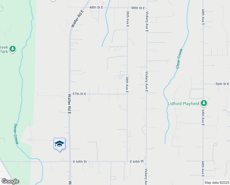 map of restaurants, bars, coffee shops, grocery stores, and more near 5701 34th Avenue East in Tacoma