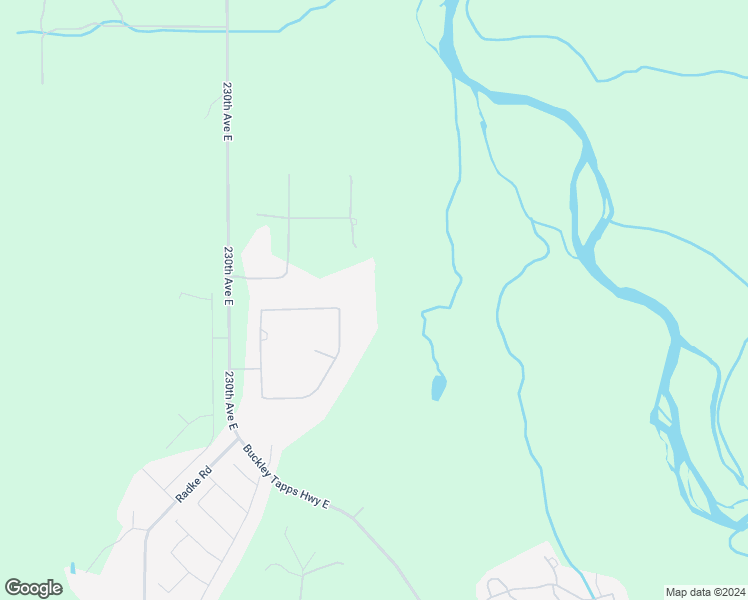 map of restaurants, bars, coffee shops, grocery stores, and more near 23313 57th Street East in Buckley
