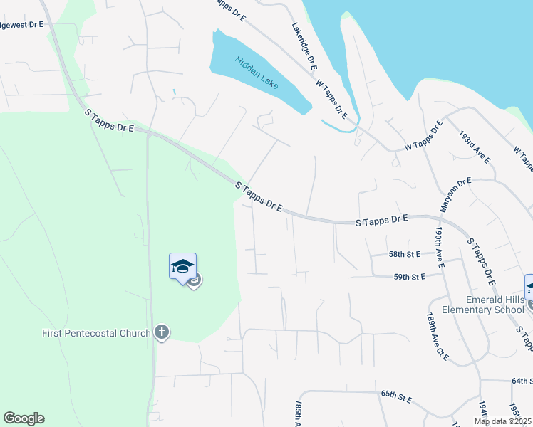 map of restaurants, bars, coffee shops, grocery stores, and more near 5711 183rd Avenue East in Lake Tapps