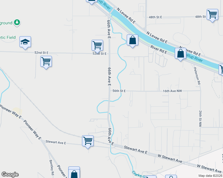 map of restaurants, bars, coffee shops, grocery stores, and more near 5523 66th Avenue East in Puyallup