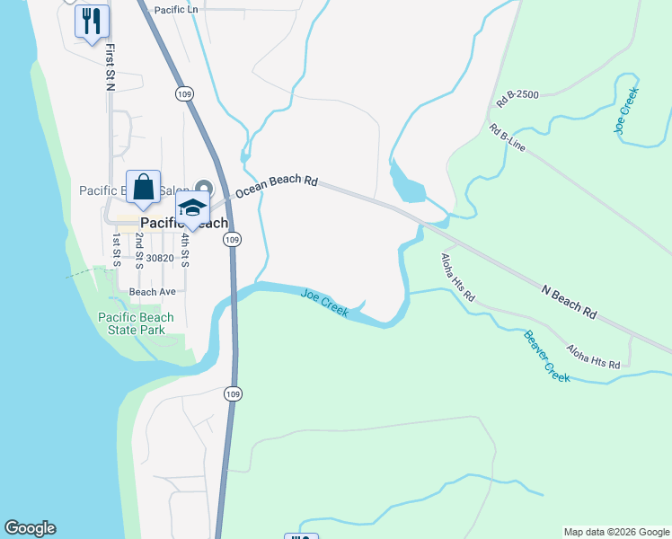 map of restaurants, bars, coffee shops, grocery stores, and more near 3183 Ocean Beach Road in Pacific Beach