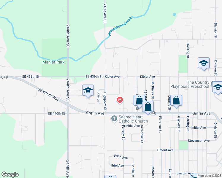 map of restaurants, bars, coffee shops, grocery stores, and more near 1910 Hawk Court in Enumclaw