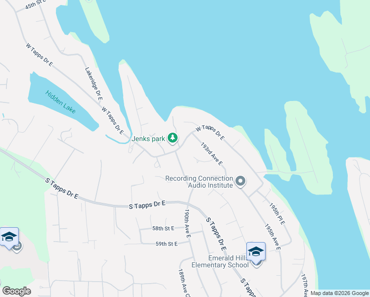map of restaurants, bars, coffee shops, grocery stores, and more near 5318 West Tapps Drive East in Lake Tapps