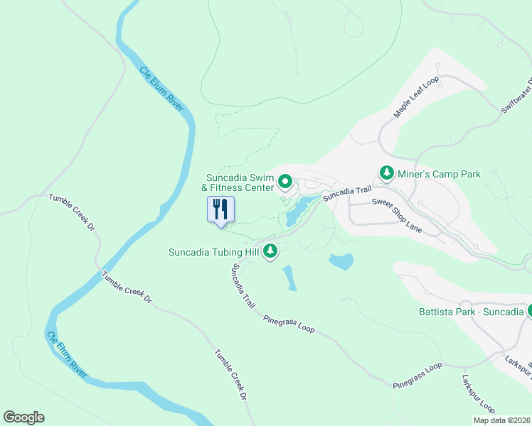 map of restaurants, bars, coffee shops, grocery stores, and more near 3600 Suncadia Trail in Cle Elum