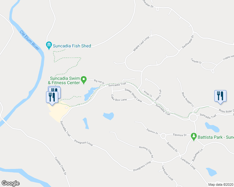 map of restaurants, bars, coffee shops, grocery stores, and more near 412 Sweet Shop Lane in Cle Elum