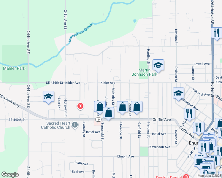 map of restaurants, bars, coffee shops, grocery stores, and more near 1948 McKinley Street in Enumclaw