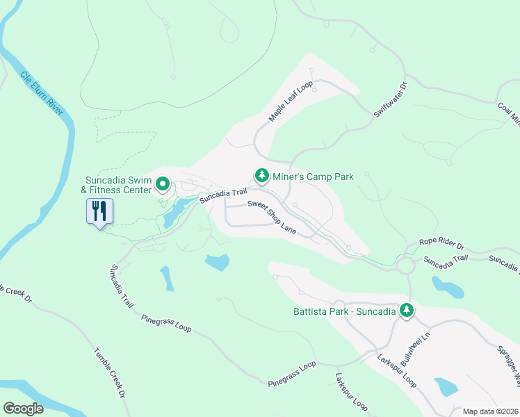 map of restaurants, bars, coffee shops, grocery stores, and more near 300 Sweet Shop Lane in Cle Elum