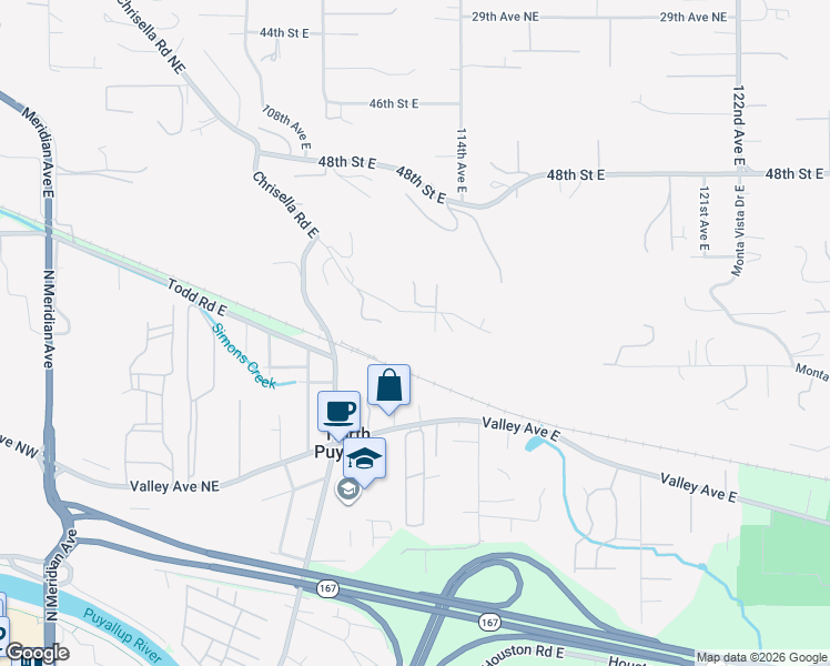 map of restaurants, bars, coffee shops, grocery stores, and more near 11218 Karshner Road East in Edgewood