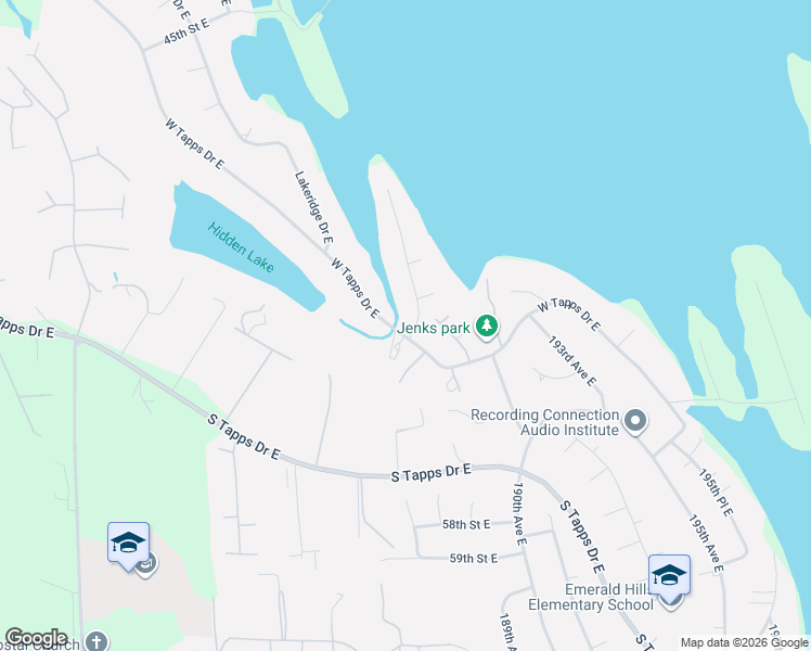 map of restaurants, bars, coffee shops, grocery stores, and more near 5129 West Tapps Drive East in Lake Tapps