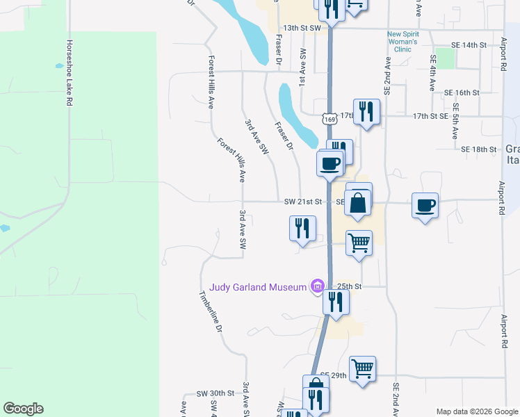 map of restaurants, bars, coffee shops, grocery stores, and more near 316 Southwest 21st Street in Grand Rapids