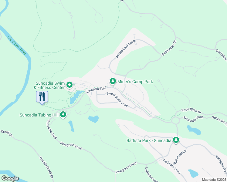 map of restaurants, bars, coffee shops, grocery stores, and more near 262 Sweet Shop Lane in Cle Elum