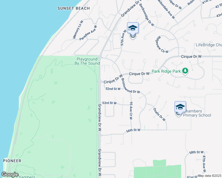 map of restaurants, bars, coffee shops, grocery stores, and more near 5205 97th Avenue Court West in University Place