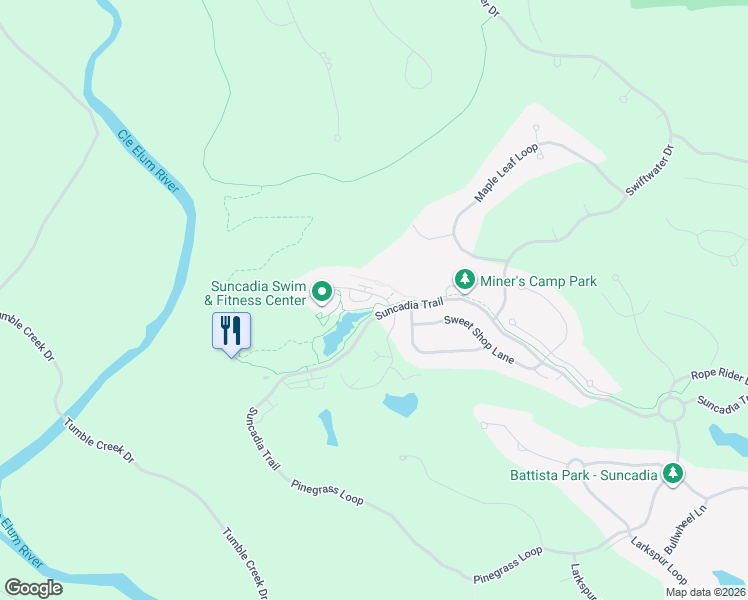 map of restaurants, bars, coffee shops, grocery stores, and more near 10 Wildflower Loop in Cle Elum