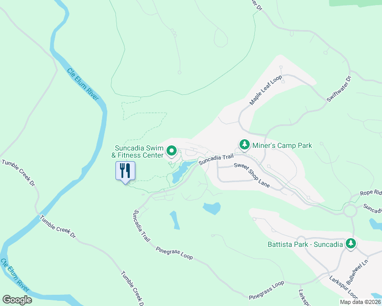 map of restaurants, bars, coffee shops, grocery stores, and more near 81 Wildflower Loop in Cle Elum