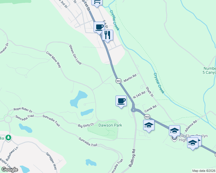 map of restaurants, bars, coffee shops, grocery stores, and more near 70 Monabel Court in Cle Elum