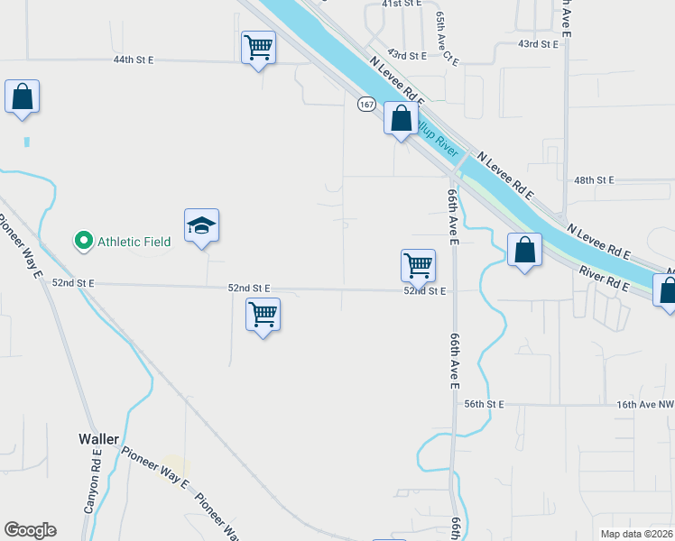 map of restaurants, bars, coffee shops, grocery stores, and more near 5110 62nd Avenue East in Puyallup