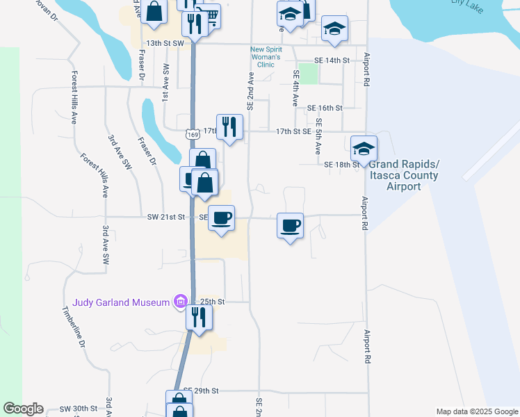map of restaurants, bars, coffee shops, grocery stores, and more near 220 Southeast 21st Street in Grand Rapids