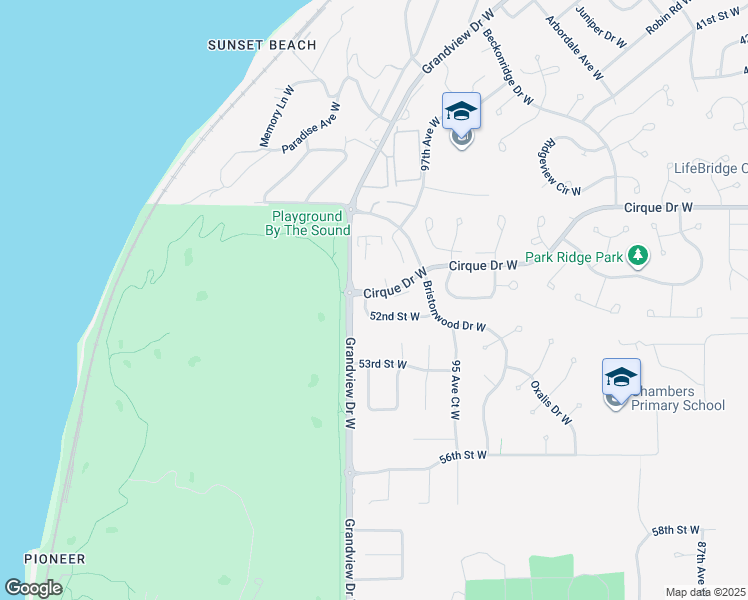 map of restaurants, bars, coffee shops, grocery stores, and more near 5024 98th Avenue Court West in University Place