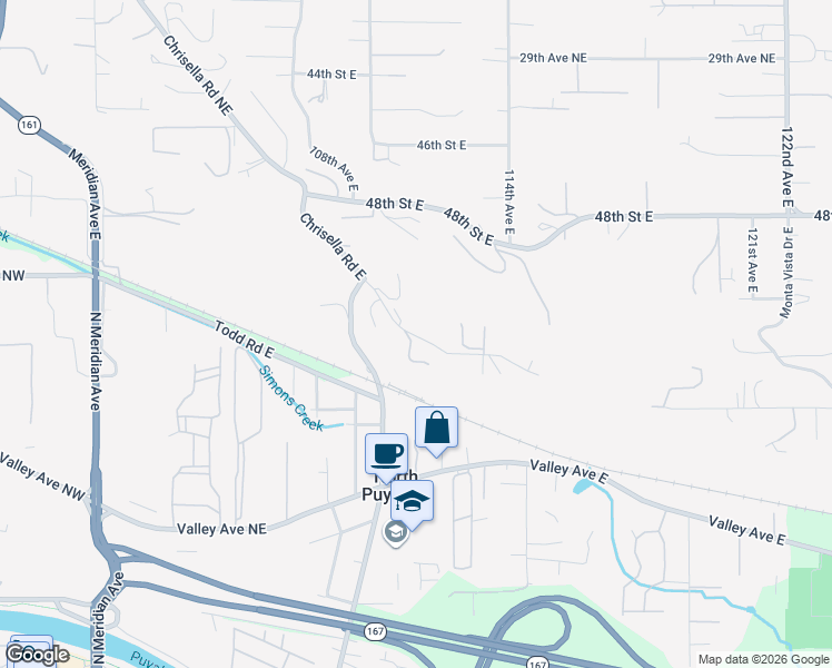 map of restaurants, bars, coffee shops, grocery stores, and more near 11117 Karshner Road East in Edgewood