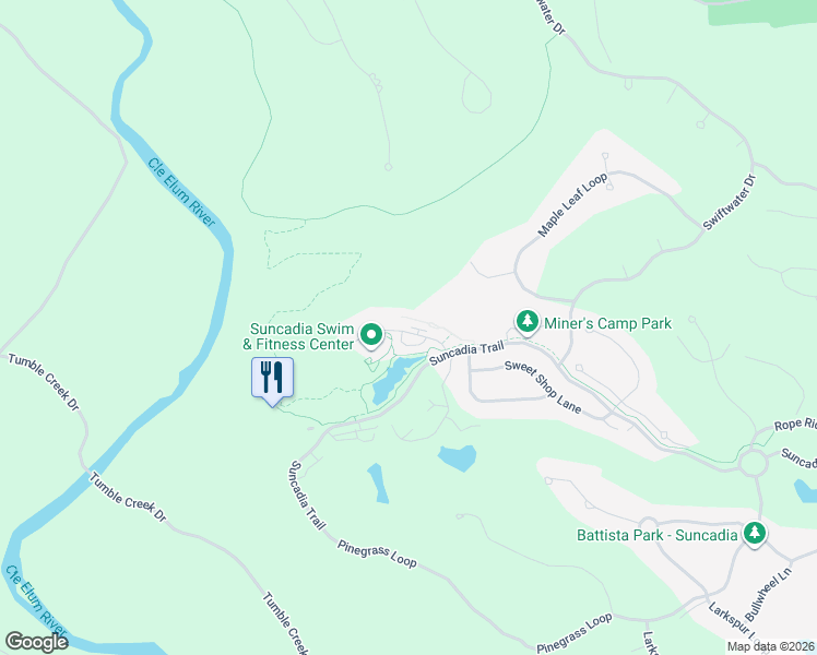 map of restaurants, bars, coffee shops, grocery stores, and more near 123 Big Hill Drive in Cle Elum