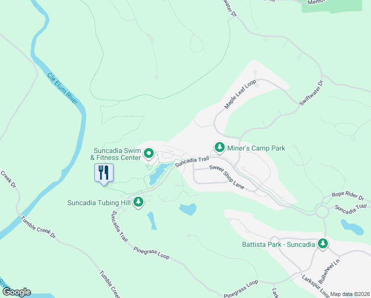map of restaurants, bars, coffee shops, grocery stores, and more near 39 Big Hill Drive in Cle Elum