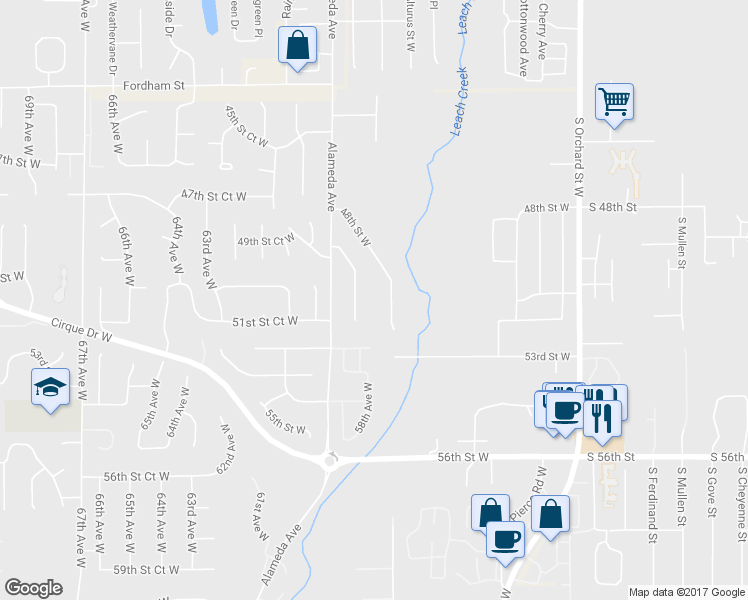 map of restaurants, bars, coffee shops, grocery stores, and more near 5018 57th Avenue Court West in University Place