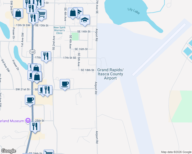 map of restaurants, bars, coffee shops, grocery stores, and more near 2095 Southeast 7th Avenue in Grand Rapids