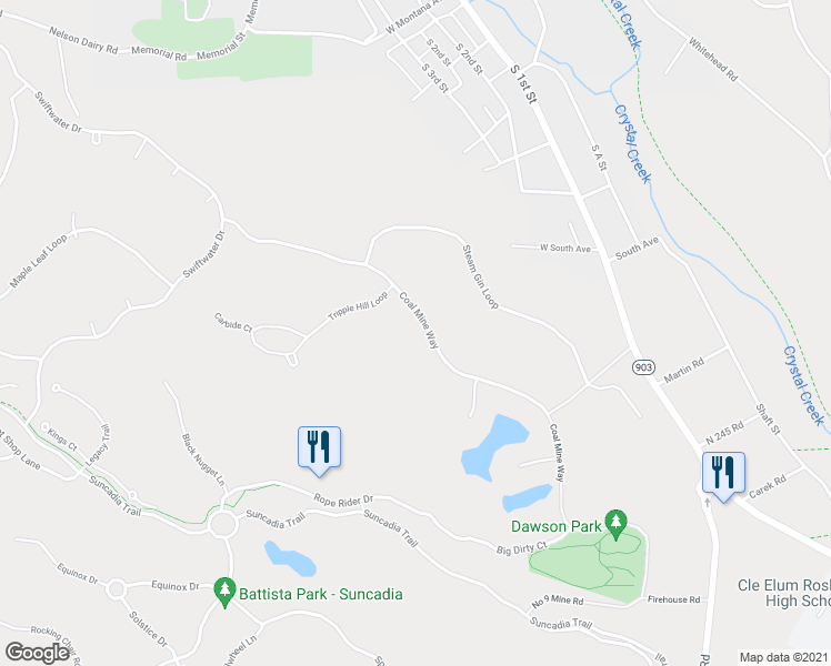 map of restaurants, bars, coffee shops, grocery stores, and more near 1591 Coal Mine Way in Cle Elum