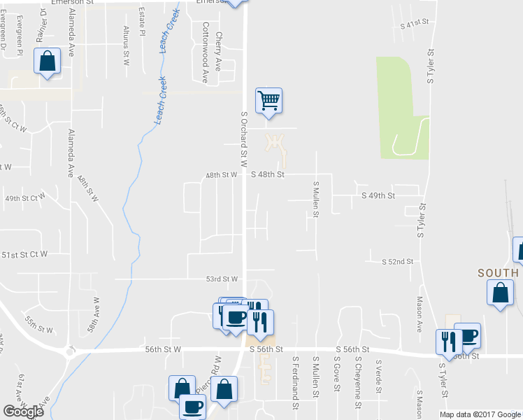 map of restaurants, bars, coffee shops, grocery stores, and more near 4841 South 49th Street in Tacoma