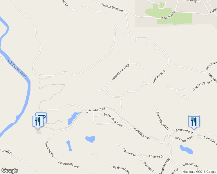 map of restaurants, bars, coffee shops, grocery stores, and more near 250 Maple Leaf Loop in Cle Elum