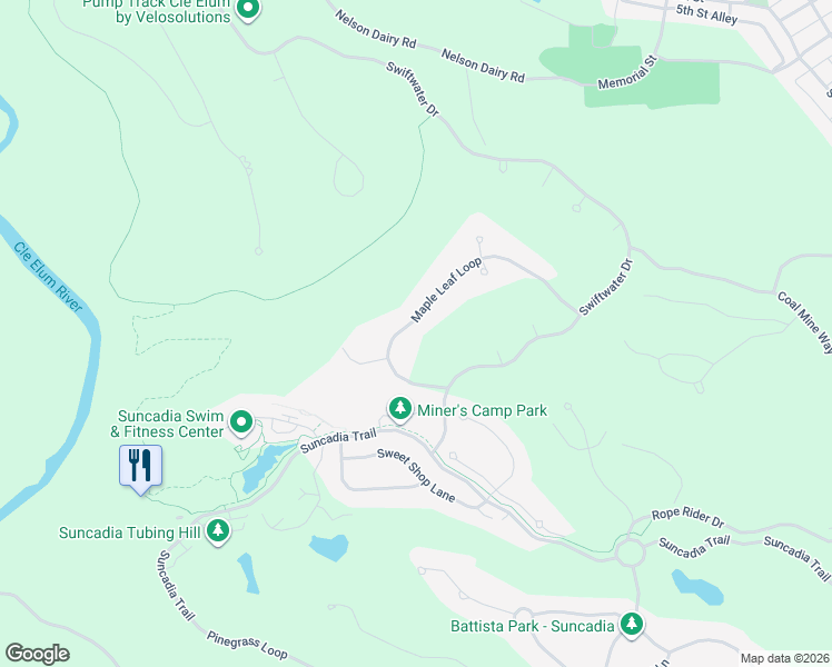 map of restaurants, bars, coffee shops, grocery stores, and more near 250 Maple Leaf Loop in Cle Elum
