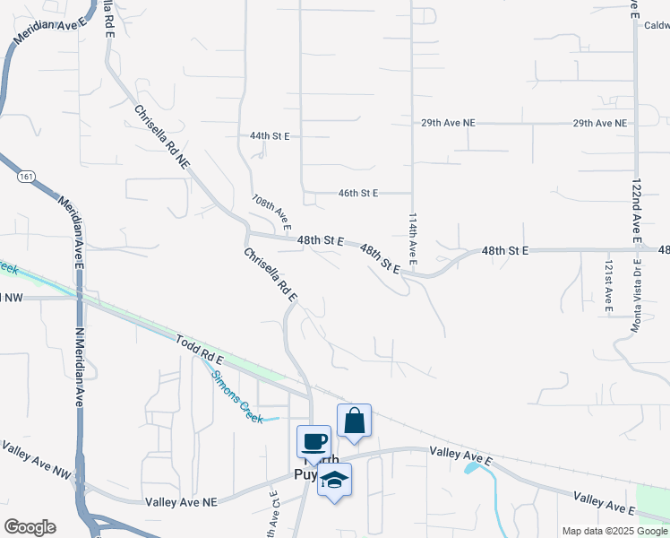 map of restaurants, bars, coffee shops, grocery stores, and more near 4811 110th Avenue Court East in Edgewood