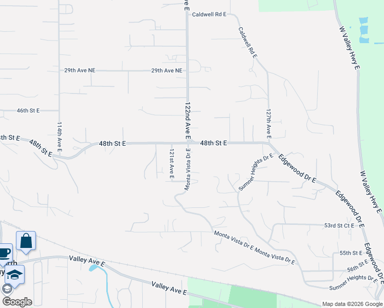 map of restaurants, bars, coffee shops, grocery stores, and more near 4923 Monta Vista Drive East in Edgewood
