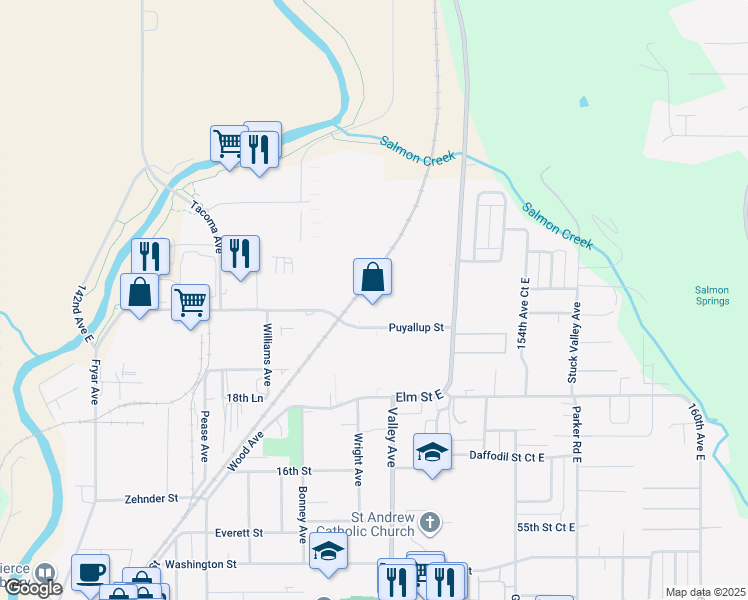 map of restaurants, bars, coffee shops, grocery stores, and more near in Sumner