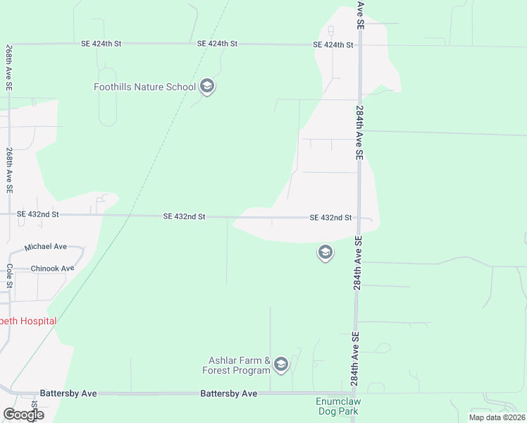 map of restaurants, bars, coffee shops, grocery stores, and more near 28111 Southeast 430th Street in Enumclaw