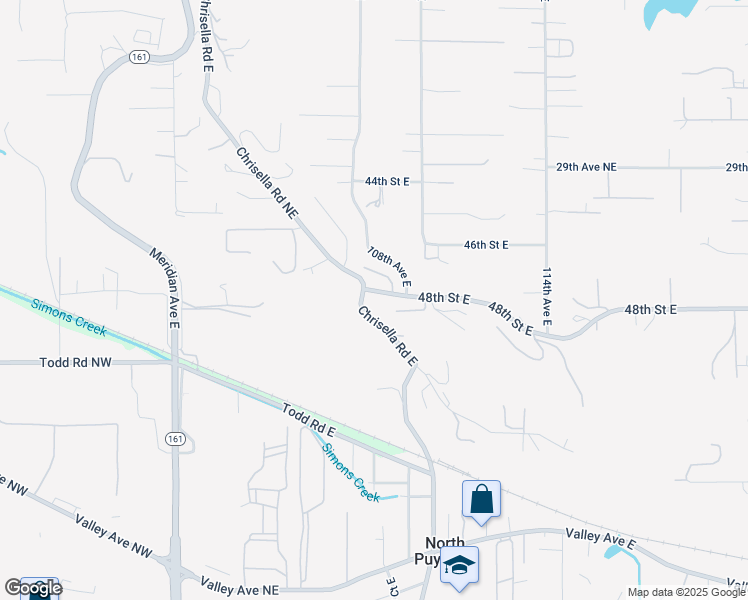 map of restaurants, bars, coffee shops, grocery stores, and more near 10710 48th Street East in Edgewood
