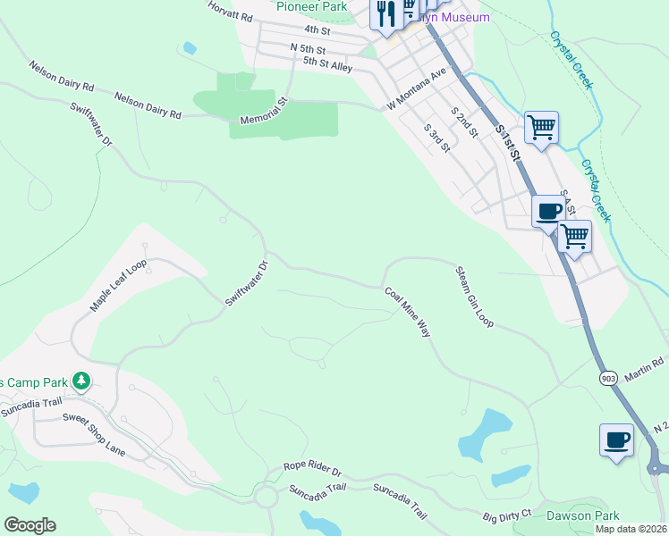 map of restaurants, bars, coffee shops, grocery stores, and more near 2040 Coal Mine Way in Cle Elum