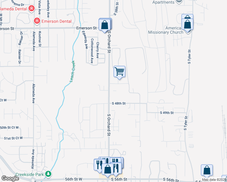 map of restaurants, bars, coffee shops, grocery stores, and more near in Tacoma