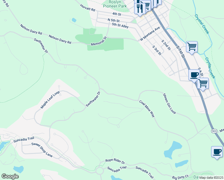 map of restaurants, bars, coffee shops, grocery stores, and more near 2160 Coal Mine Way in Cle Elum