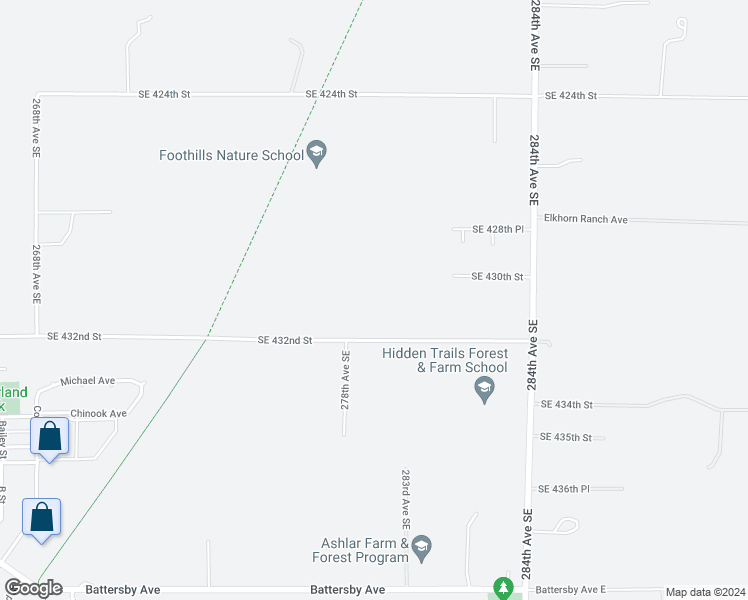 map of restaurants, bars, coffee shops, grocery stores, and more near 28111 Southeast 430th Street in Enumclaw