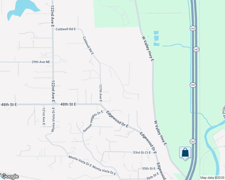 map of restaurants, bars, coffee shops, grocery stores, and more near 4619 127th Avenue East in Edgewood
