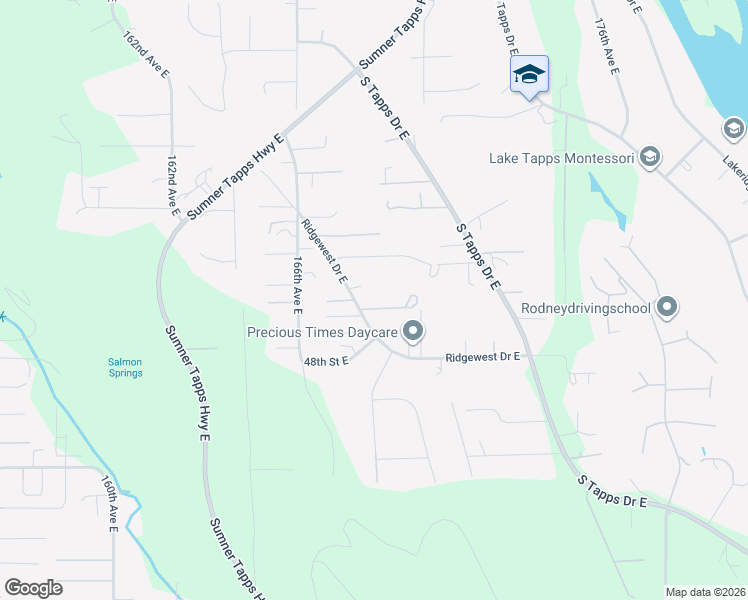 map of restaurants, bars, coffee shops, grocery stores, and more near 4609 Ridgewest Drive East in Lake Tapps