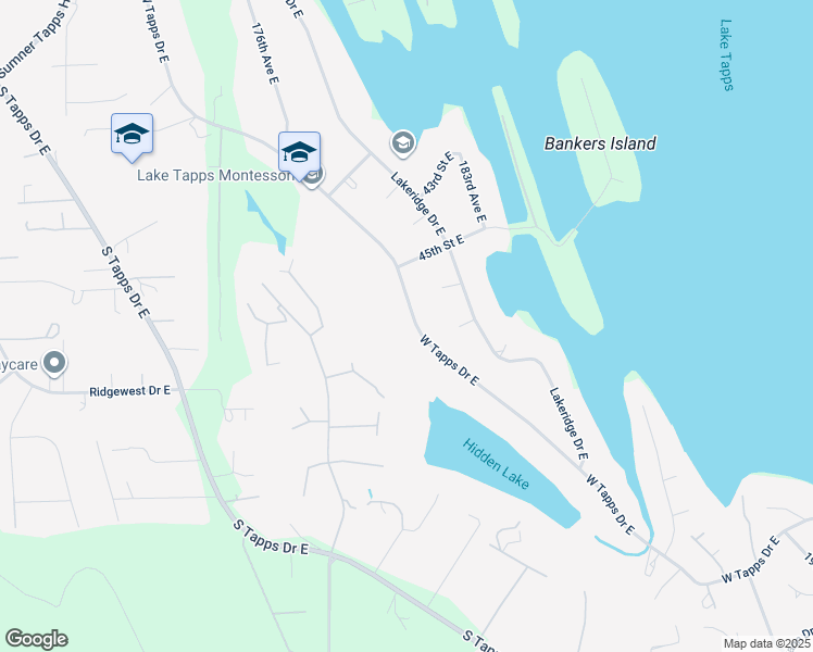 map of restaurants, bars, coffee shops, grocery stores, and more near 4606 West Tapps Drive East in Lake Tapps