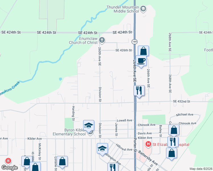 map of restaurants, bars, coffee shops, grocery stores, and more near 3404 Mc Hugh Place in Enumclaw